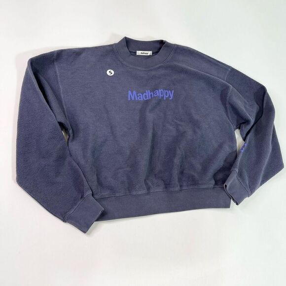 Madhappy Pullover Sweater Womens Small Blue Cotton Crew Neck - Picture 1 of 10